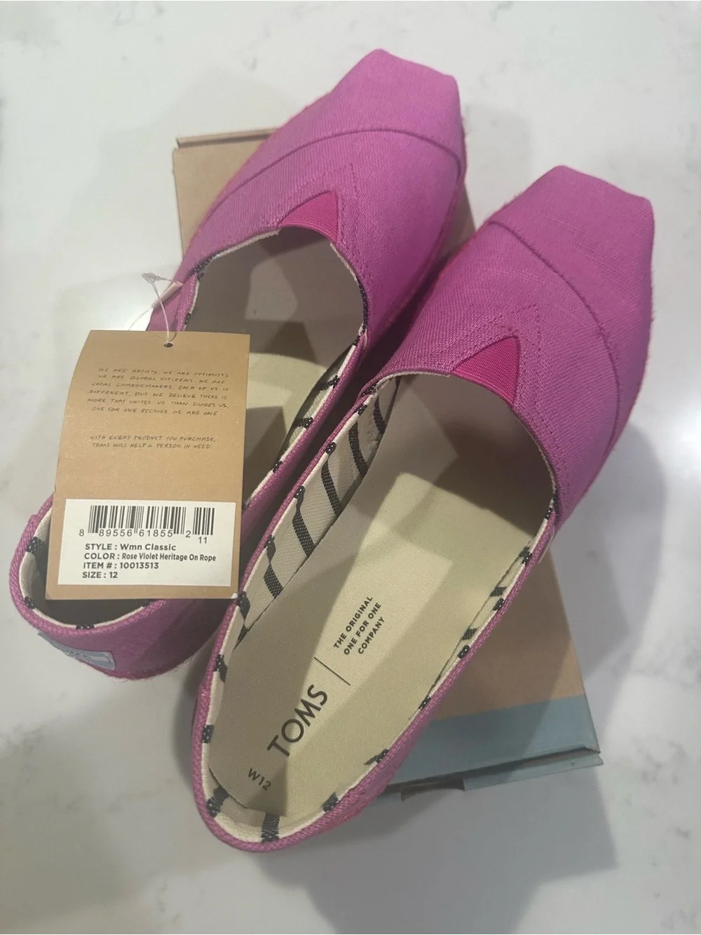 Toms Womens Classic Rope Heritage Canvas Espadrille Flats  Rose Violet